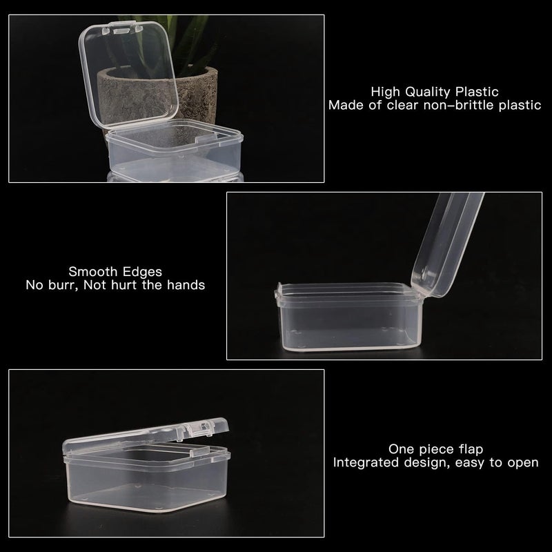 Rocutus 24 Pack Small Clear Plastic Storage Containers with Lids,Beads Storage Box with Hinged Lid for Beads,Earplugs,Pins, Small Items, Crafts, Jewelry, Hardware (1.8 x 1.8 1x 0.8 Inches) - Image 3